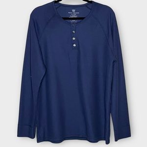 MACK WELDON navy waffle knit thermal Henley shirt size XXL soft modal blend
